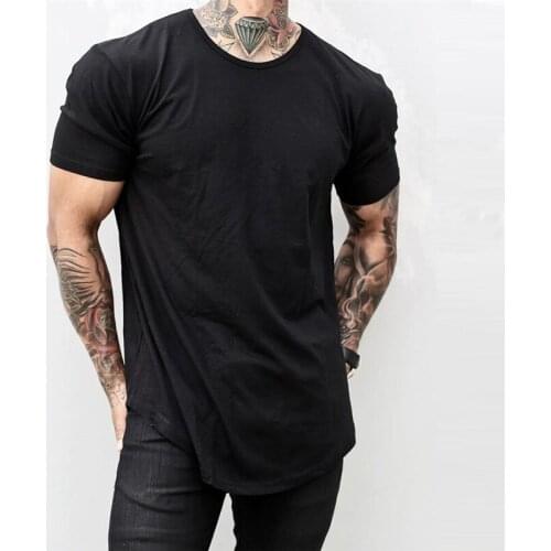 2021 Men T Shirt Solid Colors Casual Workout Shirts Curved Hem T-shirt Men Fashion Streetwear