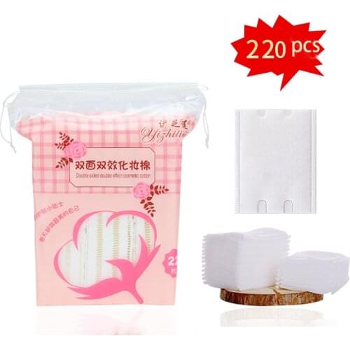 220pcs/Bag Cosmetic Cotton Pads Soft Non-woven Facial Clean Nail Wipes Disposal Face Makeup Cotton Double-sided Makeup Cotton