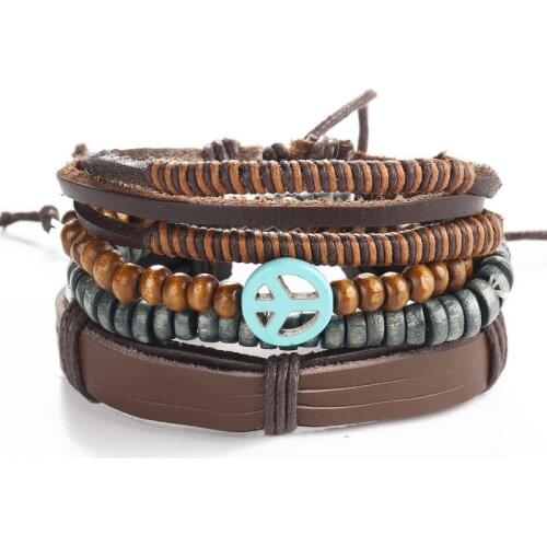 2018 1 set 3PCS Leather Bracelet Retro Mens Anchor Bracelet Punk Casual Mens Jewelry Bracelet Jewelry Accessories Female