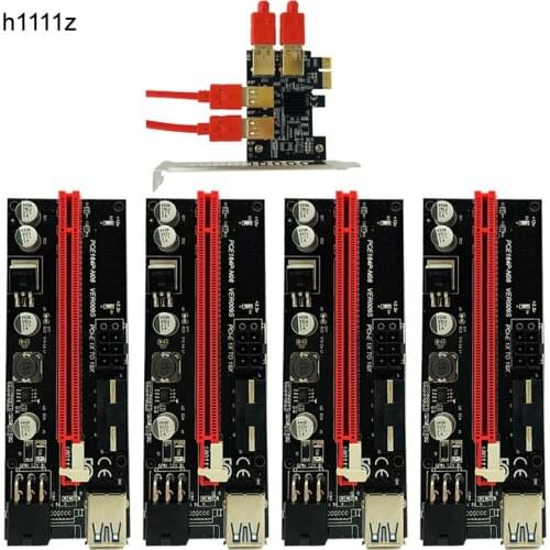 4pcs PCI-E Express 1x to 16x Riser 009S Card Adapter PCIE 1 to 4 Slot PCIe Port Multiplier Card for BTC Bitcoin Miner Mining GPU
