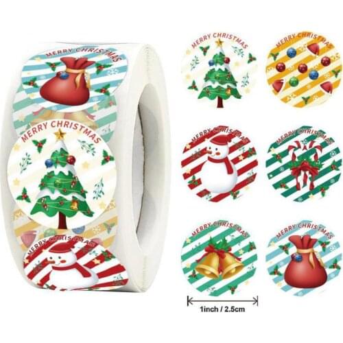 500pcs Merry Christmas Stickers Label Roll Christmas Holiday Adhesive Labels Sticker for Cards Present Craft Candy Envelopes Box