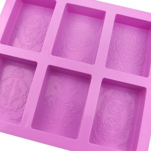 6 cavity retro pattern Handmade soap mold Silicone cake mold Aromatherapy plaster mold Chocolate rice cake mold