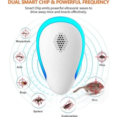 Practical 6 PCS Ultrasonic Pest Repeller Bug Control Mosquito Repellent Electronic Repel-Ent For Spiders Mice Control (EU Plug)