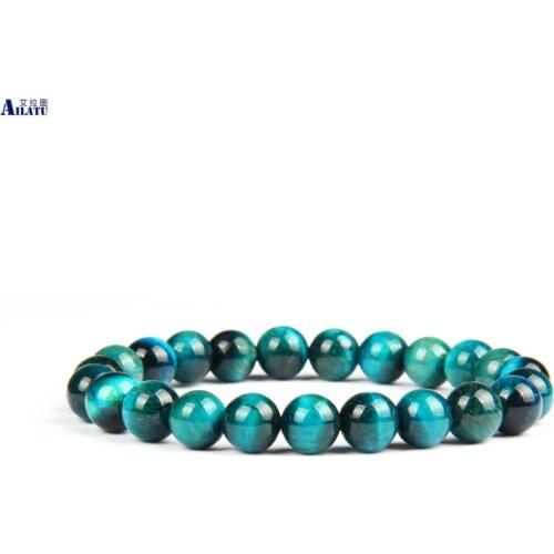 8mm Natural Colorful Healing Energy Tiger Eye Stone Bracelet Polished Beads Elastic Pulsera Couples Jewelry