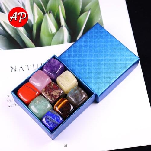 9 Pcs/Set Natural Quartz Fossiles Block Gravel Crystals Agates Education Specimen Aura Stone Aquarium Decoration Gift Box DIY