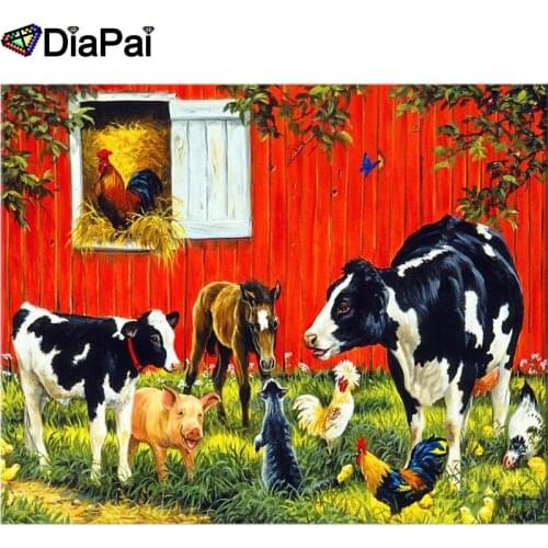 DIAPAI Diamond Painting 5D DIY 100% Full Square/Round Drill "Animal friend farm" Diamond Embroidery Cross Stitch 3D Decor A22005