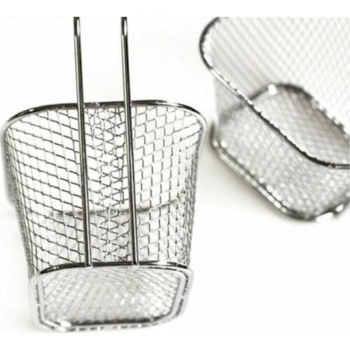 Home Stainless French Fries Stainless Steel Mini French Fry Serving Basket Mini Square Fry Basket Present Fried Food