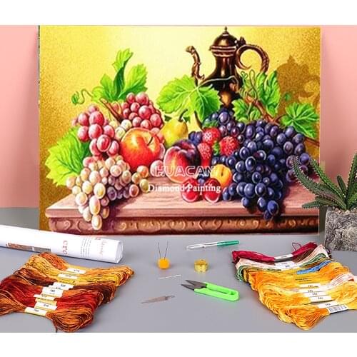 Fruit Pre-Printed 11CT Cross-Stitch Full Kit Embroidery DMC Threads Handicraft Painting Handmade Hobby Room Decor Stamped