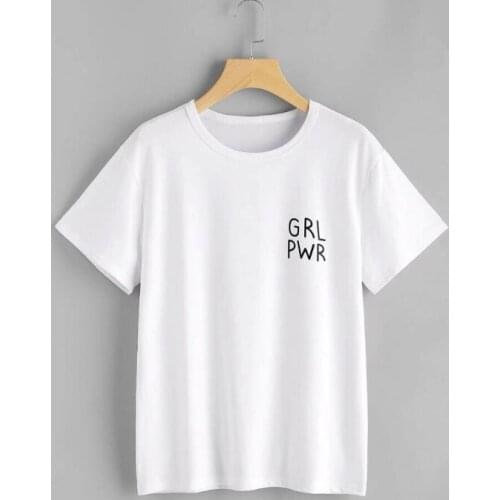 Girl Power Funny Graphic Plus Size Women Tshirt Harajuku Cotton O Neck Top Tees Short Sleeve Cusual Cute Kawaii Female Clothing