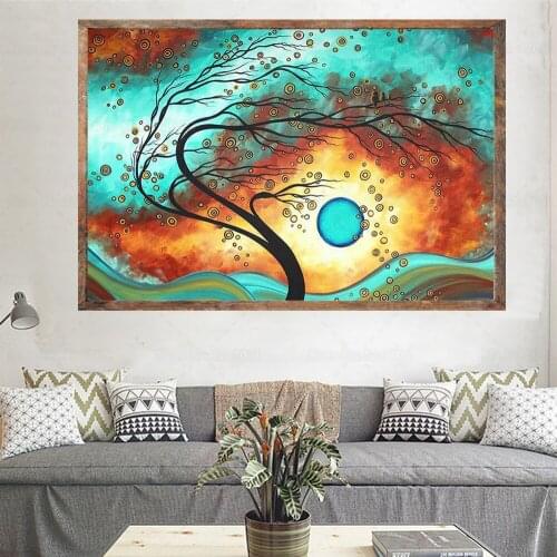 Surrealism Landscape Tree 5D Full Drill Square Diamond Painting Abstract Morden Art Tree Embroidery Cross Stitch Wall Decoration