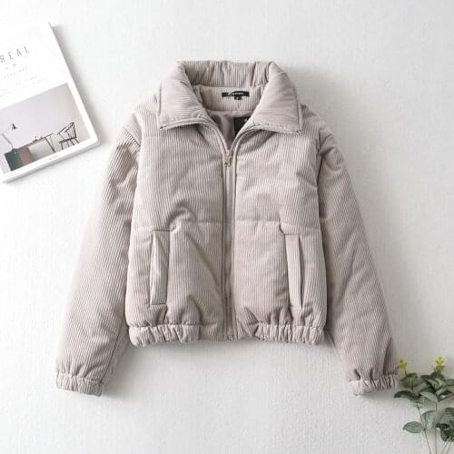 KONDALA Women Jackets Za Fashion 2021 Corduroy Oversized Thick Winter Jackets Pockets Turn-Down Collar Coats Streetwear Parkas