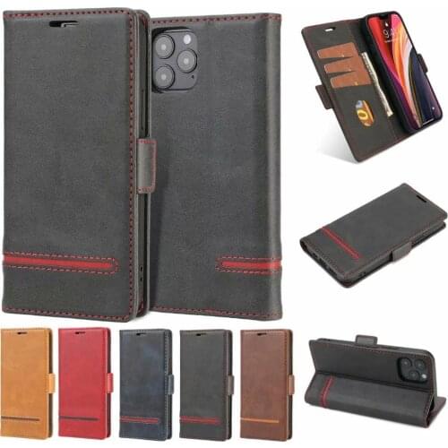 Magnetic Leather Flip Case for iphone 12 11 Pro Max X XS XR XSMAX 6S 6 7 8 Plus SE2020 12Mini 11Pro Cover Stitching Wallet Case