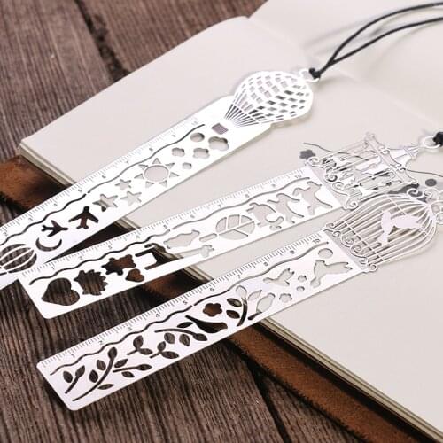 Cute Kawaii Creative Metal Bookmark with Ruler for Books Stationery For Kids Student Gif