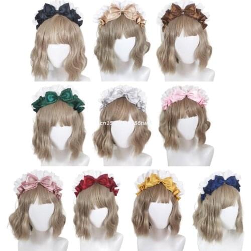 Lolita Multilayer Big Bowknot Headband Sweet Ruffled Lace Maid Cosplay Hair Hoop Dropship