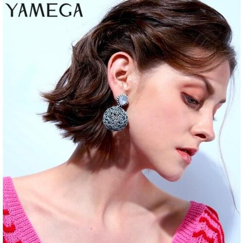 YAMEGA Fashion Designer Earrings For Women Unique Colorful Bohemia Statement Drop Big Ball Earrings For Girls Jewelry Gift