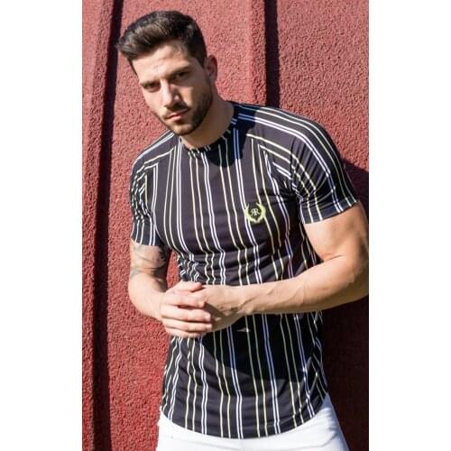 Male T-shirts Hip Hop Brand Clothing Mens Tee T Shirt Men Casual Men T-shirt Stripe Summer Man Tshirt Fashion Tops Streetwear