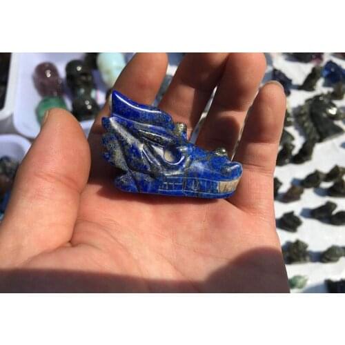 New Year decorations. New fashion lapis lazuli natural crystal sculpture Oriental dragon skull, crystal bibcock