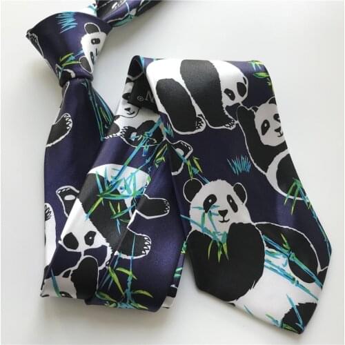 9cm Men Formal Occasion Tie Fashion Printed Necktie with Lovely Panada Bamboo