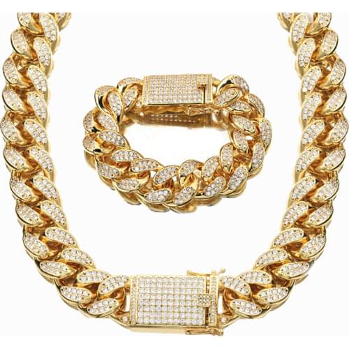 16-30" 18mm Silver Plated Brass AAA Cubic Zirconia Cuban Link Chain Necklace Men Hip Hop Bling Iced Out CZ Necklaces Jewelry
