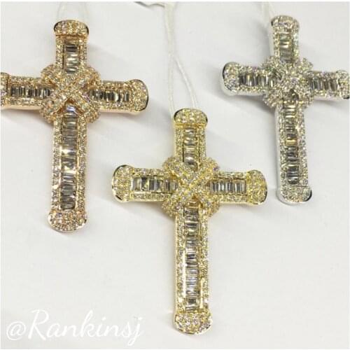 Luxury 24K yellow gold Exquisite Bible Jesus Cross Pendant Necklace for Women Men Crucifix Charm Created Diamond Jewelry