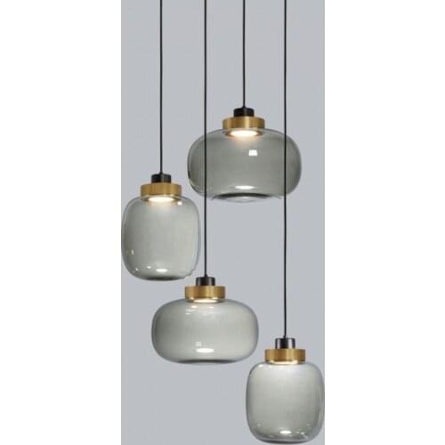 Dinning Hanging Lamp Nordic Loft Industrial Smoke Gray Glass Pendant Lights Home Decor for Living Room Modern Led Light MJ1014