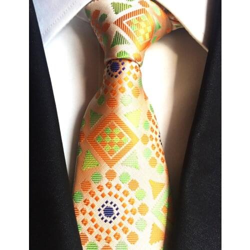 8cm Luxury Formal Tie Top Stylish Necktie Golden Yellow Geometric Gravata