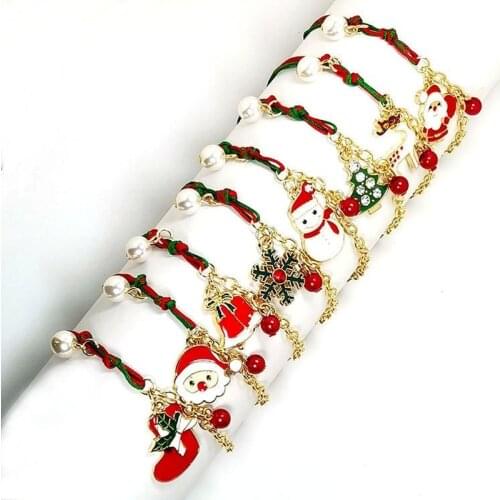 2021 European and American New Christmas Ornaments Santa tree Snow Elk Snowman bracelet Christmas present for girls women