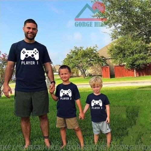 Player 1 Player 2 Matching Shirts Dad and Son Matching Gaming Shirts Play Station Remote Match Shirt Father and Kids Casual Tee