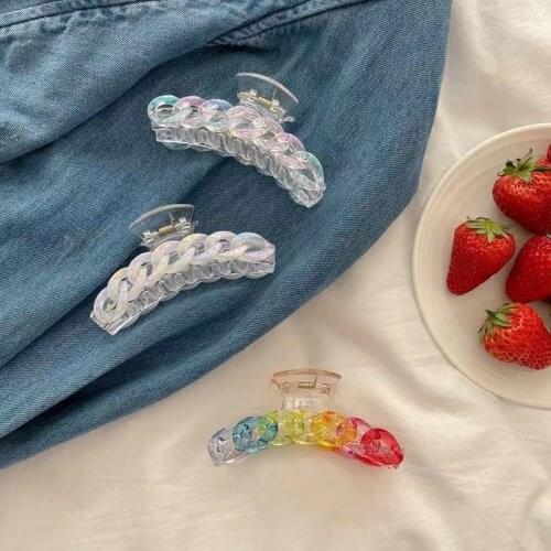 Super Fairy Rainbow Crystal Chain Gripper Hairpin,Ins Girl Hair Clips ,Large Hair Catch, Womens Hair Claws,Hair Accessories