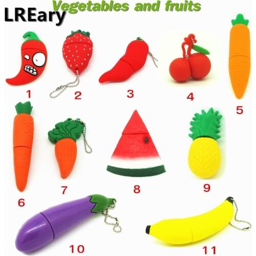Fruits Pendrive vegetable USB flash drive Strawberry/carrot/pineapple/watermelon/banana memory stick pen drive 4GB/8GB/16GB/32GB