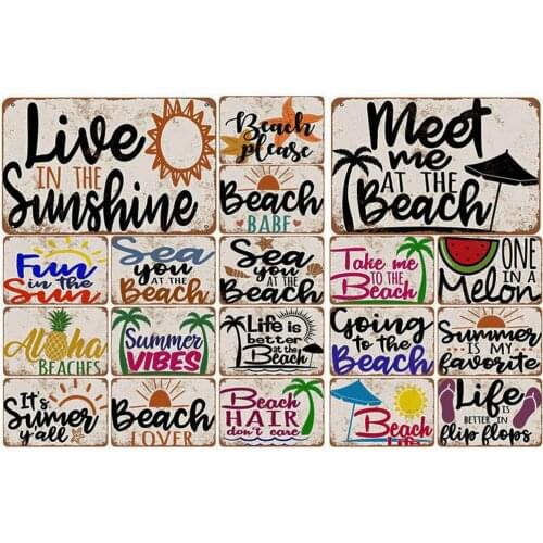 Live In The Sunshine & Meet Me At The Beach Vintage Metal Plate Take Me To The Beach for Street Sign Tiki Bar Tin Decoration