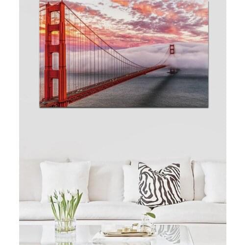 Golden Gate San Francisco USA bridge sea heavy mist Living room home wall art decor wood frame fabric posters 185FJ