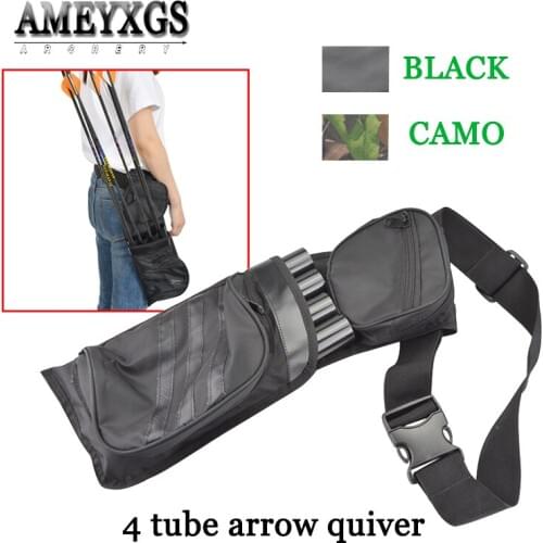 1pc 4 Tubes Arrow Quiver Nylon Material Waist Hip Belt Storage Quiver For Outdoor Hunting Sports Shooting Archery Accessories