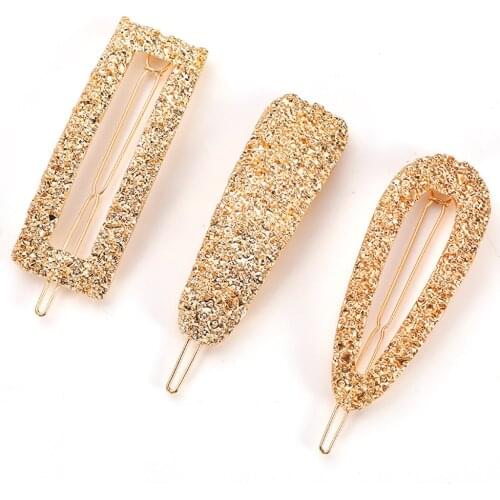 1Pcs Women Shining Crystal Rhinestone Hairpins Barrettes Girl Kids Cute Geometric Hair Clips Seed Beads Hairgrip Hair Accessorie
