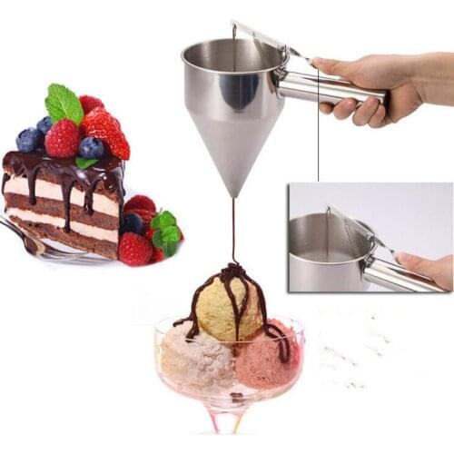 1PC Stainless Steel Octopus Balls Egg Cone Funnel Waffle Maker Tool With Rack Sugar Syrup Dispenser For Cake PH 001