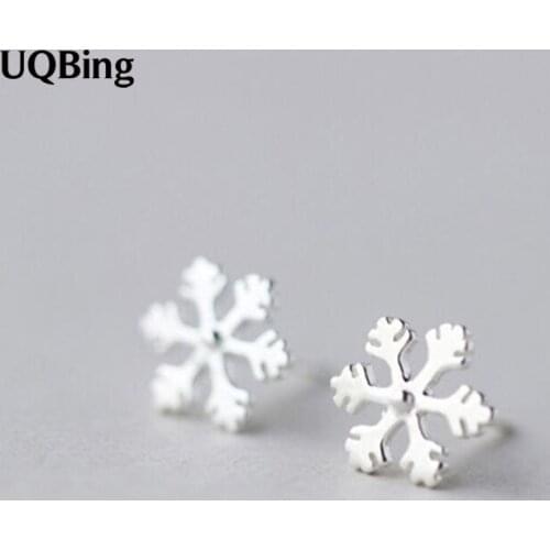 100% 925 Sterling Silver Jewelry Snowflake Earrings Pure 925 Silver Earrings Brincos Pendientes de plata