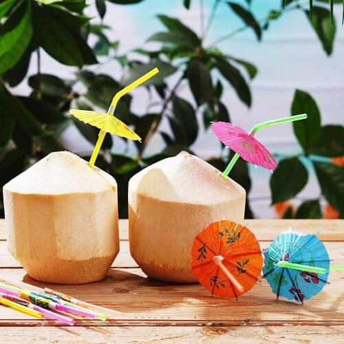 100pcs Umbrella Cocktail Drinking Disposable Straws Hawaii Beach Party Facvor Juice Parasols Straws For Bar Summer Home Decor