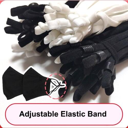 100 Pcs mask Sewing Elastic Band Cord with Adjustable Buckle Stretchy Mask Earloop Lanyard Earmuff Rope DIY Making Supplies