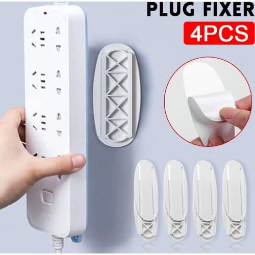 Wall-Mounted Sticker Punch-free Plug Fixer Home Self-Adhesive Socket Fixer Cable Wire Seamless Power Strip Holder Organizer