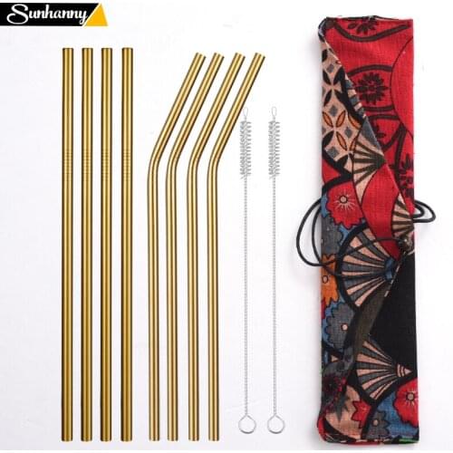4/8Pcs 304 Stainless Steel Metal Straw High Quality Reusable Drinking Straw with Cleaning Brush and Storage Pouch
