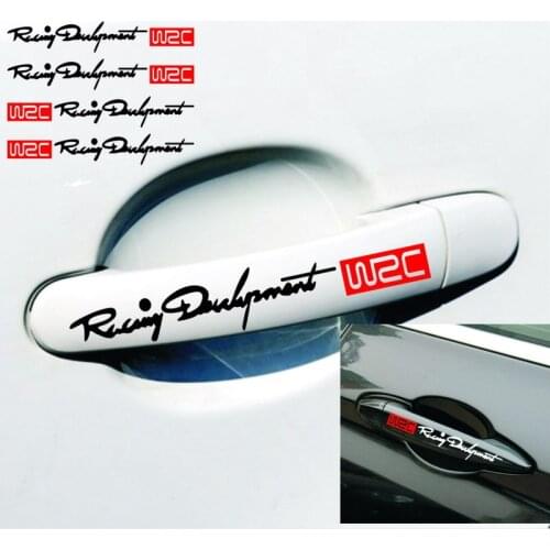 4 x Newest WRC Reflective Car Door Handle Stickers and decals For toyota corolla avensis rav4 yaris prius verso auris prado