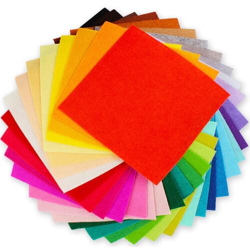40pcs/set DIY Colorful Fabric Cloth 1mm Thickness Polyester Cloth Felts Of Home Sewing Wedding Decoration Crafts 15x15cm
