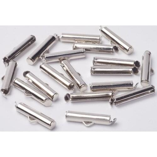 500pc Brass Slide On End Clasp Tubes Slider End Caps 19.5x4mm Hole:1mm For DIY Jewelry Accessories Making Handicrafts Supplies