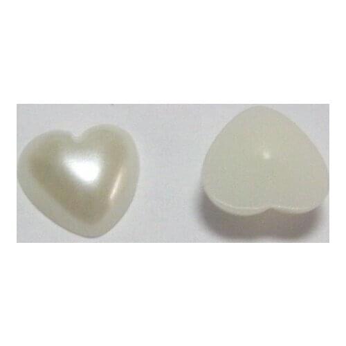 500pcs Ivory Heart Half Pearl Bead 8mm Flat Back Scrapbook Craft