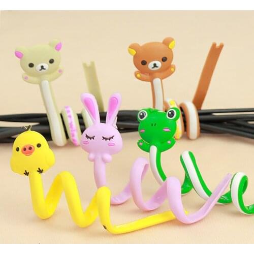 A Ausuky 5PCS Cute Cable Winder Wrapped Thread Earphone Line Winder Silicone Portable Compact Cable Organizer Tools -25