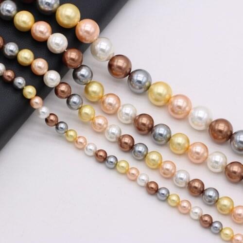 6/8/10mm Gold White Round Imitation Pearl Beads Natural Shell Loose Bead for Jewelry Making DIY Bracelet Earrings Accessories
