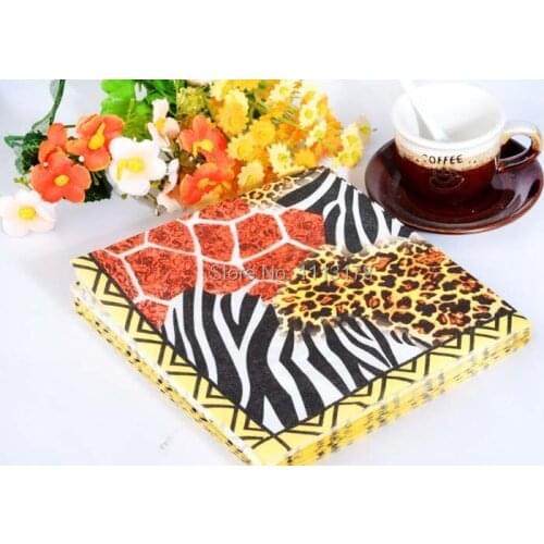 Cheetah napkins retro color printing paper towelsWedding party napkins Napkin Paper 60% Virgin Wood napkin free shipping
