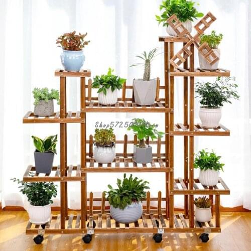Balcony succulent flower shelf indoor living room multi-layer wooden potted plant Chlorophytum simple flower pot stand modern an