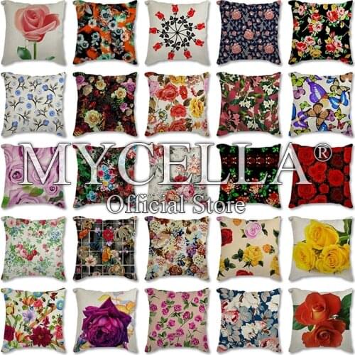 Flower Butterfly Pattern Decorative Cushions Pillowcase Polyester Cushion Cover Throw Pillow Sofa Decoration Pillowcover Linen