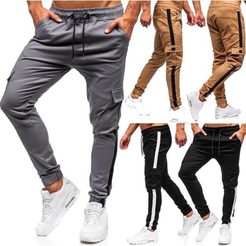 Hip-Hop Jogger Mens Multi-Pocket Cargo-Pants Mens Color-Block Sports Trousers Streetwear Casual Male Casual Pant